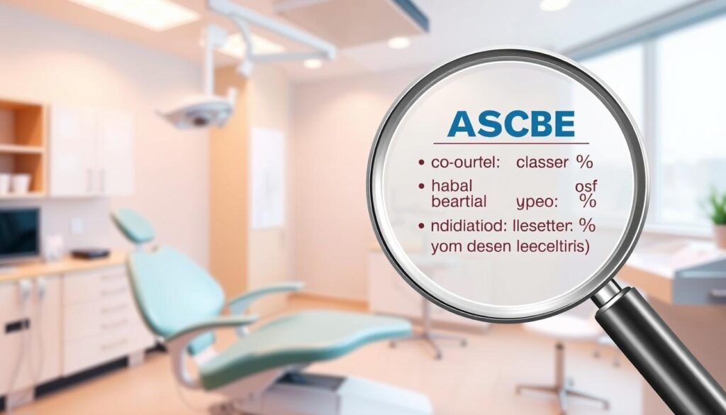 A detailed and informative illustration showcasing the comprehensive dental insurance benefits offered by AFSCME. In the foreground, a dentist's chair and instruments, symbolizing the range of covered dental procedures. In the middle ground, a magnifying glass highlighting key policy details like coverage percentages, deductibles, and annual maximums. The background depicts a serene, modern dental office with clean lines and soothing colors, conveying the professionalism and reliability of the AFSCME dental plan. Soft, diffused lighting creates a warm, inviting atmosphere, while the camera angle provides a clear, detailed view of the scene. The overall impression is one of trust, quality, and the peace of mind that AFSCME dental insurance provides.