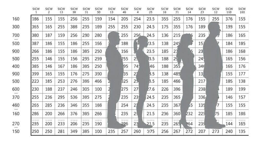 A meticulously detailed life insurance height weight chart, depicted in a clean, clinical style. The foreground features a grid of precise numerical data, with the ideal weight range highlighted in a soft, neutral tone. The middle ground showcases various human silhouettes, each representing a different height and weight combination, conveyed through minimalist, yet expressive forms. The background maintains a serene, white backdrop, creating a sense of focus and professionalism. Subtle shadows and neutral lighting lend depth and dimension to the overall composition, emphasizing the informative nature of the chart. The image exudes a sense of authority and expertise, suitable for an article exploring the factors that influence life insurance calculations.