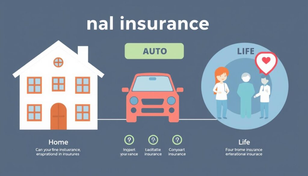 An image representing personal insurance options such as home, auto, and life insurance.