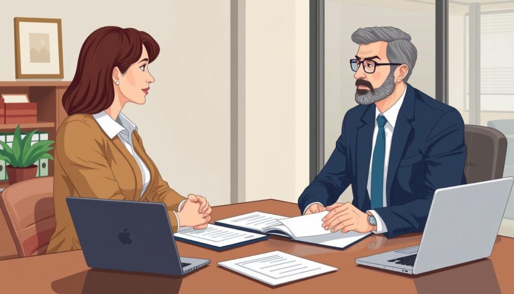Image of a car accident attorney consulting with a client