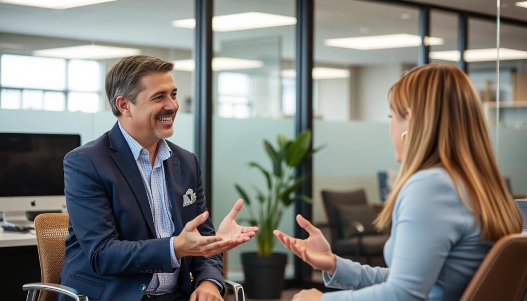 Image of a person meeting with an Austin Mutual insurance agent
